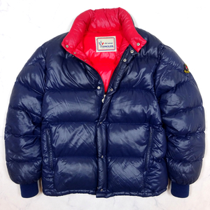 80s-90s MONCLER モンクレール リバーシブル ダウンジャケット ネイビー メンズM相当 アシックス製 日本製