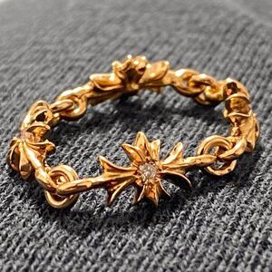 美品 CHROME HEARTS クロムハーツ 22k タイニーE CHプラス クロス リング 4Pダイヤ 4リンク 約12号 