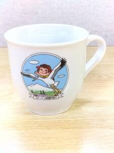 PEKO★プリンカップ「コウノトリ希望の空に」★陶器 マグカップコーヒーカップコップ 食器 ペコちゃん当時 マスコット 不二家 Fujiya Cup