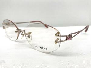 T-027 新品 眼鏡 メガネフレーム チタン GIVENCHY ジバンシー 日本製 19g 55□17-135 フルリム メンズ 男性 レディース 女性 金 ピンク