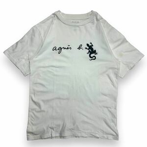 agnes b. アニエスベー ADAM ET ROPE 別注 半袖Tシャツ カットソー ホワイトXL ロゴプリント