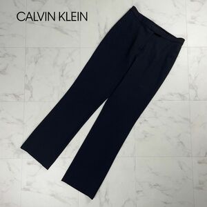 美品 CALVIN KLEIN カルバンクライン クロップドパンツ 裏地なし ボトムス レディース 黒 ブラック サイズ4*OC454