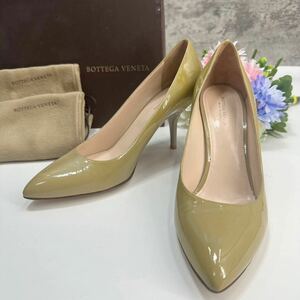 ◆希少◆美品◆BOTTEGA VENETA●ボッテガヴェネタ パンプス ハイヒール エナメル ピンヒール レディースシューズ バイカラー 25.5cm