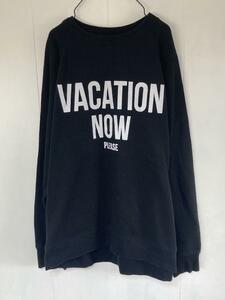 US輸入古着 メッセージ・パロディトレーナー vacation now please ブラック Lサイズ