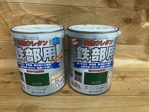 アウトレット品　ヘコミ缶 カンペ　鉄部ウレタン　みどり　0.8L×2缶セット