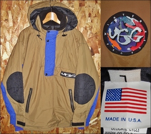 L アグ UGG アノラックパーカー マルチカラー 90sビンテージ ナイロンジャケット プルオーバー USA製 K20B737