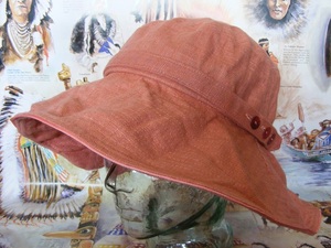 新品　グレースハット　アウトドア ＃キャンプ　釣り登山　UV　grace　HAT　日よけ帽子　手洗いＯＫ 女優帽　綿100%　オレンジ