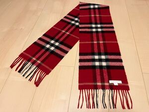 BURBERRY　バーバリー　マフラー　カシミア100％　レッド　未使用に近い　小さめのマフラー　送料無料!!!