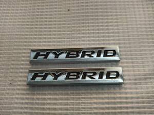 【ゆうパケット送料込】HYBRID（ハイブリッド) エンブレムプレート 黒文字　縦1.0cm×横6.0cm　2枚組　金属製　