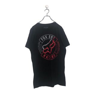 FOX 半袖 プリント Tシャツ M フォックス ブラック ホワイト レッド 古着卸 アメリカ仕入 a603-6634