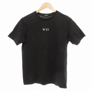 ヌメロヴェントゥーノ N°21 Tシャツ カットソー 半袖 ロゴ XS 黒 ブラック /JS ■GY19 レディース