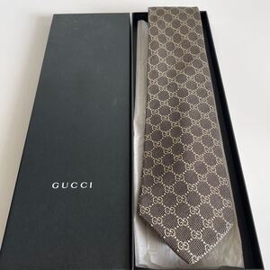 グッチ（GUCCI）茶色インターロッキングGG柄ネクタイ