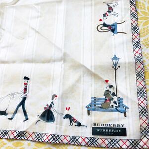 【人気柄】新品/BURBERRY/女の子/ハンカチ/正規品/綿100%/未使用/即決あり/匿名発送/バーバリー/レディース/女性用/白/犬/ハート/