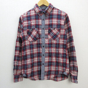 n■ビームスハート/BEAMS HEART チェック柄 長袖ライトネルシャツ【M】MENS/142【中古】■