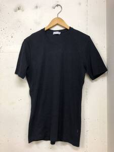 paul smith リブ編み　半袖tシャツ 濃紺　メンズL 英国製　イングランド　カットソー 無地 クルーネック トップス 