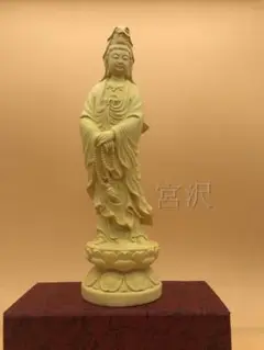 極上質 持珠観音 木彫仏像 観音菩薩 仏教工芸品 祈る厄除 精密細工  精密細工