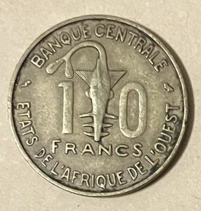 西アフリカ　10フラン　1970年　外国コイン　古銭　外国銭　アンティーク　西アフリカ　経済共同体