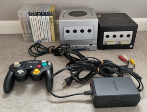 【整備済み まとめて 動作品】ニンテンドー ゲームキューブ2個 GAMECUBE ブラック シルバー ゲームボーイプレーヤー付き ソフト9本