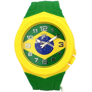 FILA フィラ 腕時計 ブラジル 44mm 国旗 ラバー 100m防水 メンズ レディース National flag BRAZIL ブラジル 未使用