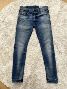 美品 DIESEL TEPPHAR SLIM-CARROT W29 L30 0090L STRETCH スキニー デニムパンツ ダメージ加工 ジーンズ 