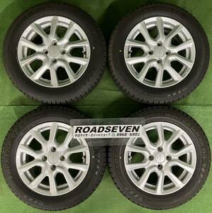 ★185/60R15 84Q 2022年製 DUNLOP WM03 ホンダ 純正 モデューロ 15×6J +50 4H/100 冬タイヤ アルミホイール付4本Set 中古 ★送料無料 