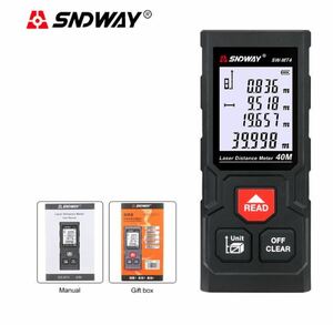 送料無料 未使用品　Sndway 40メートル 測定 レーザー 距離計 定規 デジタル