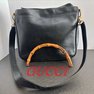 グッチ　GUCCI　バンブー　レザー　ショルダーバッグ　ハンドバッグ　トートバッグ　ブラック　黒　グッチシマ　GG スプリーム　g71