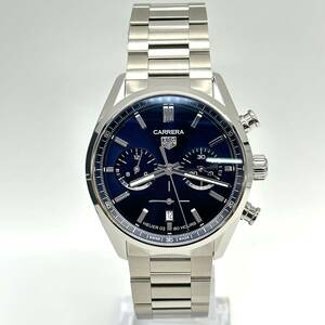 【美品】TAG HEUER タグホイヤー CBN2011 BA0642 カレラ ホイヤー02 クロノグラフ 自動巻き AT ブルー文字盤 裏スケ デイト