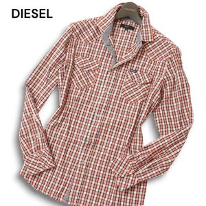 DIESEL ディーゼル 通年 ロゴ★ スリム 長袖 ウエスタン チェック シャツ Sz.M メンズ　C5T00106_1#C