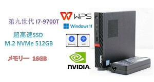 D1512/Lenovo ThinkStation P330 Tiny/Core i7-9700T/16GB/M.2 NVMe512GB/Win11/NVIDIA Quadro P620/Office WPS/無線LAN+Bluetooth/DVD