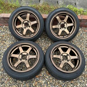 RAYS VOLK RACING 人気のブロンズ　TE37 sonic Fece4 15インチ 7J +35 4穴　PCD100 165/55R15 4本 ルマンV HA36S アルトワークス