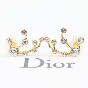 79744Christian Dior クリスチャンディオール 未使用 豪華 アクセサリー イヤリング ラインストーン GP ゴールド レディース