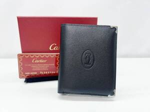 使用感なし　美品　Cartier　カルティエ　マスト ドゥ カルティエ　二つ折り　マルチウォレット　財布　黒