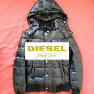 美品！定価28万 DIESEL BLACK GOLD (ディーゼルブラックゴールド）コレクションモデル！レザーダウンジャケット!　レザーライダース 