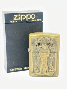 A0441 1円～！ ZIPPO ジッポー TREASURES FROM THE TOMB アヌビス エジプト神話 1999年 ゴールド オイルライター 喫煙具 着火確認済