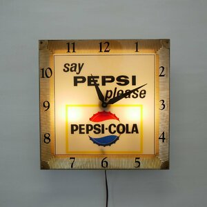 60s PEPSI-COLA ペプシコーラ アドバタイジング クロック / アメリカ ヴィンテージ ライト付き 壁掛け時計 #606-220-235-337