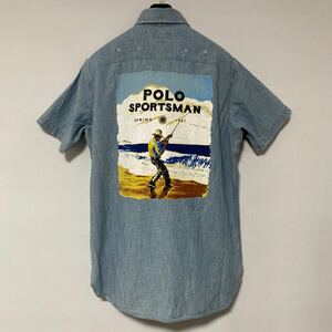 美品 ポロ ラルフローレン polo sports man ウォッシュ 加工 シャンブレー シャツ S Ralph Lauren RL chambray SHIRT