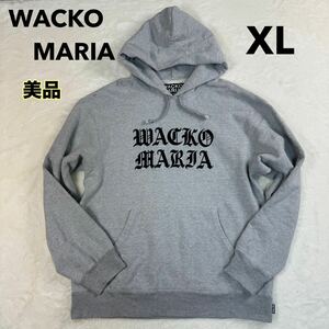 美品 23FW WACKO MARIA HEAVY WEIGHT PULL OVER HOODED SWEAT SHIRTワコマリア 刺繍ロゴ プルオーバー パーカー メンズ グレー XL