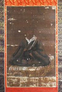 K3593 真作 仏画仏教美術「親鸞上人御影」絹本 合箱 肉筆 日本画 人物画 中国 掛軸 掛け軸 古美術