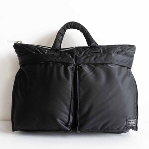 【美品】PORTER 【タンカー ショート ヘルメット ハンド バッグ】ポーター ビジネスバッグ ナイロン ブラック TANKER BAG 25010573