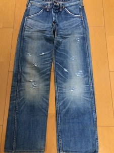 ラングラー　wrangler　W30　W0011　ダメージ加工　美品　チェーンステッチ　革パッチ　【検】リーバイス　シュガーケーン　マッコイズ