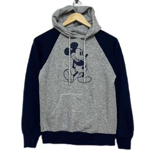 (922) 80s ビンテージ 【 Disney 】 Casuals Mickey Mouse Parka ミッキー ラグラン パーカ S グレー ネイビー ディズニー vintage