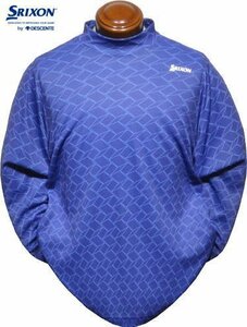 【ブルー LLサイズ】 スリクソンbyデサント モックネック長袖シャツ メンズ RGMWJB03 吸汗 UVカット ハイネックカットソー 長袖ポロシャツ
