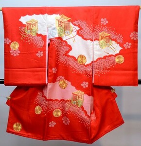 お宮参り 産着 女児 女の子 正絹 のしめ 金刺繍 祝着 初着 一つ身 新品 （株）安田屋 NO29026