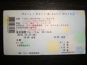 チケット 半券♪DARYL HALL & JOHN OATES『SOUL STIRRIN