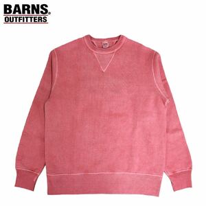 BARNS BR-3000PG 65P RED/SIZE L “COZUN GUSSET CREW SWEAT PIGMENT DYEING”バーンズ コズンガセットクルースウェット ワンウォッシュ