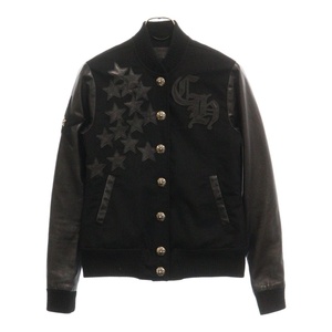 CHROME HEARTS クロムハーツ LETTERMAN STAR レターマン クロスボールボタンスターレザーパッチブルゾンジャケット ブラック JVP