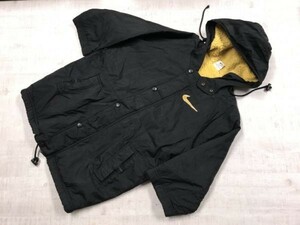 ナイキ NIKE オールド 90s スポーツ 古着 裏ボア 中綿 パーカー ジャケット ベンチコート 子供服 キッズ ナイロン100% XS 黒