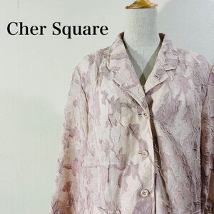 IK166 Cher Square シェールスクエア 昭和レトロ 平成レトロ モダンレトロデザイン シャツジャケット シアー生地 花柄刺繍 肩パッド