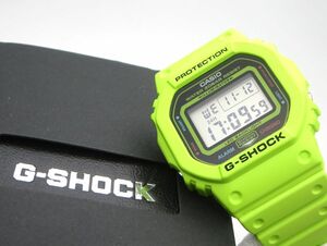 1000円スタート 腕時計 CASIO カシオ G-SHOCK 3525 DW-5600EP クオーツ QZ アラーム クロノ イエロー デジタル 付属品付 SWB D60029